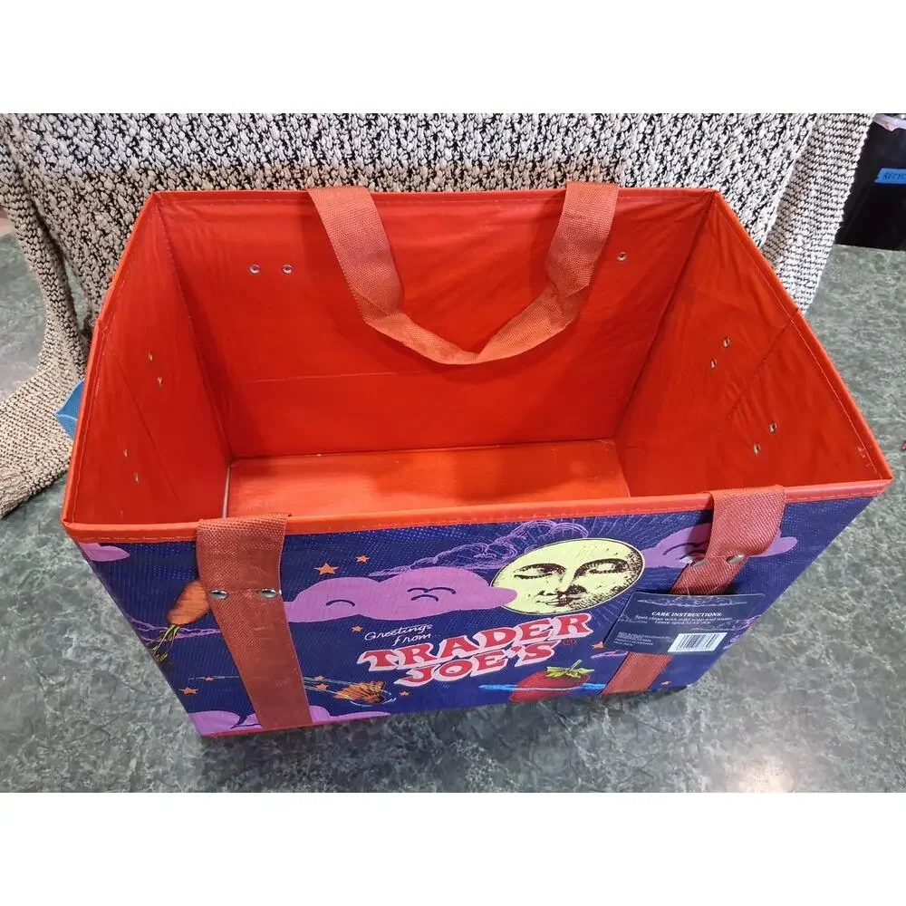 TRADER JOE'S Stand Up Collapsible Tote Grocery Bag Sturdy Durable 6 Gallon NEW
